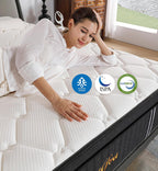 Queen Mattresses,14 Inch Queen Size Mattresses in a Box,Memory Foam Hybrid White & Black Mattress with Provide Support and Improve Sleep Mattresses,Pressure Relief,Medium Firm - Grand Goldman