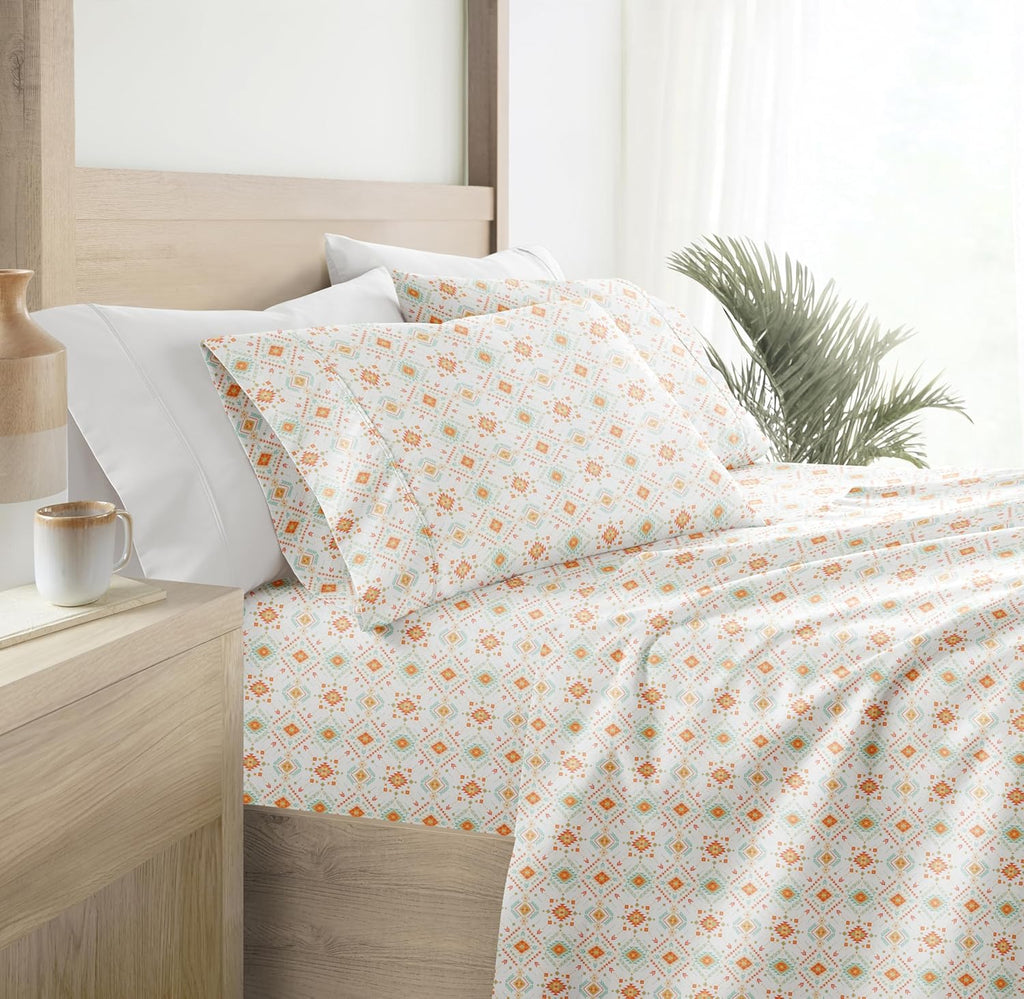 Queen Sheet Set 4 Piece - Ultra Comfortable & Breathable Cooling Queen Bed Sheets - Deep Pocket & Wrinkle-Free Sheets Fits 16" Mattress - Extra Soft & Oeko-TEX Certified - Blossoms Light Blue - Grand Goldman