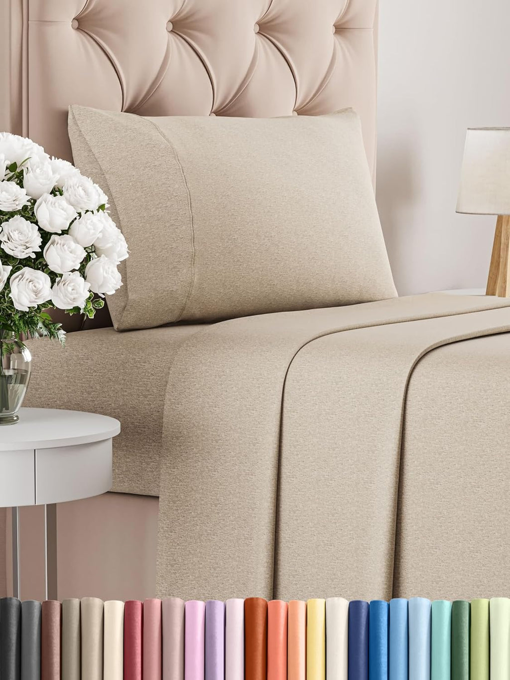 Queen Size 4 Piece Sheet Set - Comfy Breathable & Cooling Sheets - Hotel Luxury Bed Sheets for Women & Men - Deep Pockets, Easy-Fit, Extra Soft and Wrinkle Free Sheets - White Oeko-Tex Bed Sheet Set - Grand Goldman