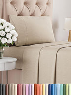 Queen Size 4 Piece Sheet Set - Comfy Breathable & Cooling Sheets - Hotel Luxury Bed Sheets for Women & Men - Deep Pockets, Easy-Fit, Extra Soft and Wrinkle Free Sheets - White Oeko-Tex Bed Sheet Set - Grand Goldman