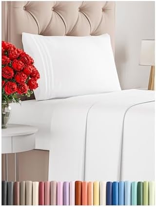 Queen Size 4 Piece Sheet Set - Comfy Breathable & Cooling Sheets - Hotel Luxury Bed Sheets for Women & Men - Deep Pockets, Easy-Fit, Extra Soft and Wrinkle Free Sheets - White Oeko-Tex Bed Sheet Set - Grand Goldman