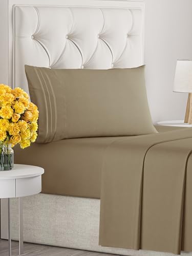 Queen Size 4 Piece Sheet Set - Comfy Breathable & Cooling Sheets - Hotel Luxury Bed Sheets for Women & Men - Deep Pockets, Easy-Fit, Extra Soft and Wrinkle Free Sheets - White Oeko-Tex Bed Sheet Set - Grand Goldman