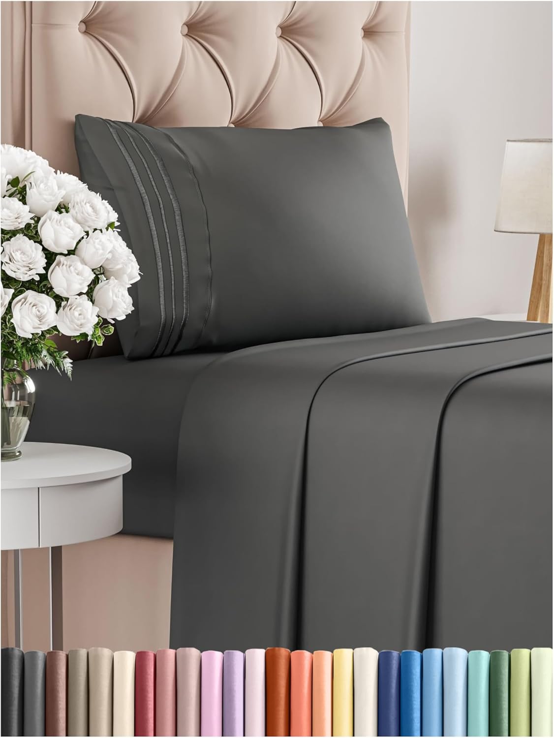 Queen Size 4 Piece Sheet Set - Comfy Breathable & Cooling Sheets - Hotel Luxury Bed Sheets for Women & Men - Deep Pockets, Easy-Fit, Extra Soft and Wrinkle Free Sheets - White Oeko-Tex Bed Sheet Set - Grand Goldman