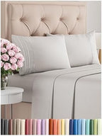 Queen Size 4 Piece Sheet Set - Comfy Breathable & Cooling Sheets - Hotel Luxury Bed Sheets for Women & Men - Deep Pockets, Easy-Fit, Extra Soft and Wrinkle Free Sheets - White Oeko-Tex Bed Sheet Set - Grand Goldman