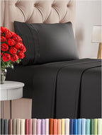 Queen Size 4 Piece Sheet Set - Comfy Breathable & Cooling Sheets - Hotel Luxury Bed Sheets for Women & Men - Deep Pockets, Easy-Fit, Extra Soft and Wrinkle Free Sheets - White Oeko-Tex Bed Sheet Set - Grand Goldman