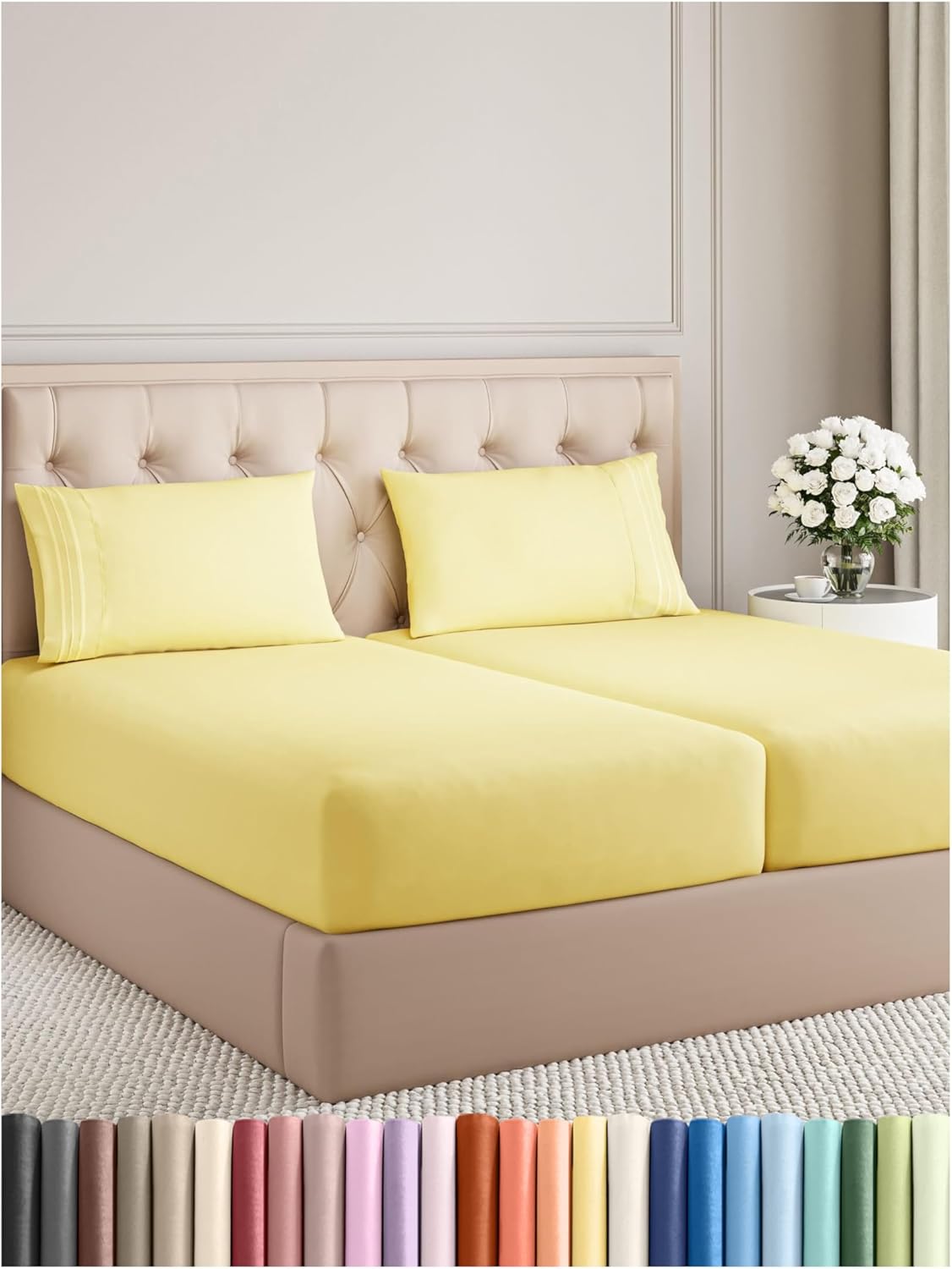 Queen Size 4 Piece Sheet Set - Comfy Breathable & Cooling Sheets - Hotel Luxury Bed Sheets for Women & Men - Deep Pockets, Easy-Fit, Extra Soft and Wrinkle Free Sheets - White Oeko-Tex Bed Sheet Set - Grand Goldman