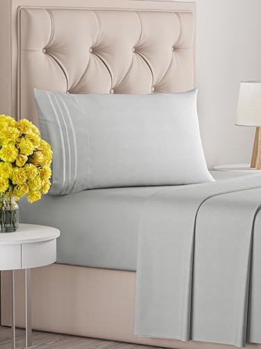 Queen Size 4 Piece Sheet Set - Comfy Breathable & Cooling Sheets - Hotel Luxury Bed Sheets for Women & Men - Deep Pockets, Easy-Fit, Extra Soft and Wrinkle Free Sheets - White Oeko-Tex Bed Sheet Set - Grand Goldman