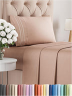 Queen Size 4 Piece Sheet Set - Comfy Breathable & Cooling Sheets - Hotel Luxury Bed Sheets for Women & Men - Deep Pockets, Easy-Fit, Extra Soft and Wrinkle Free Sheets - White Oeko-Tex Bed Sheet Set - Grand Goldman