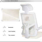 Qulomvs Mesh Ergonomic Office Chair with Footrest Home Office Desk Chair with Headrest and Backrest 90-135 Adjustable Computer Executive Desk Chair with Wheels 360 Swivel Task Chair - Grand Goldman