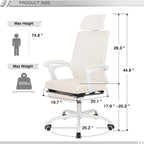 Qulomvs Mesh Ergonomic Office Chair with Footrest Home Office Desk Chair with Headrest and Backrest 90-135 Adjustable Computer Executive Desk Chair with Wheels 360 Swivel Task Chair - Grand Goldman