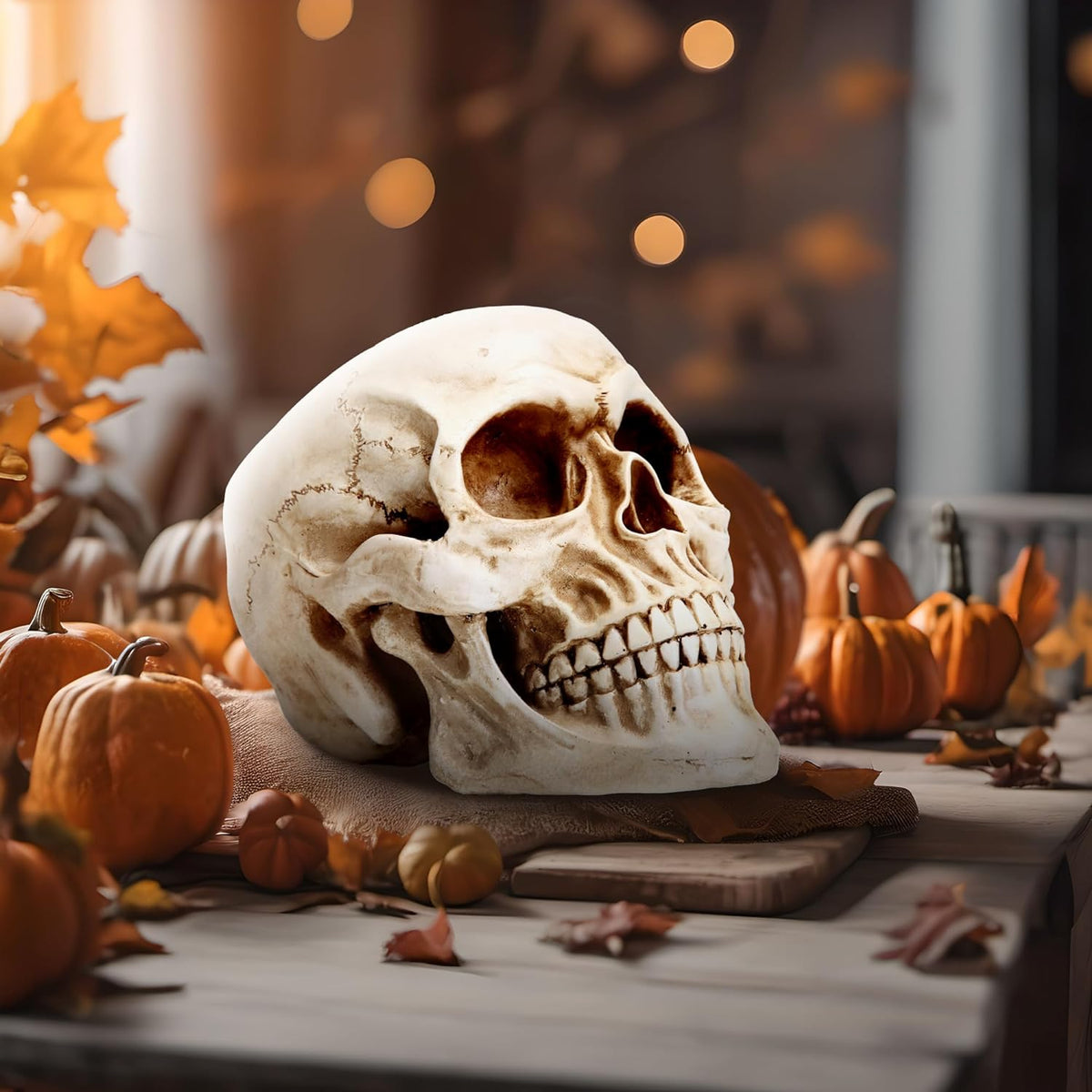 READAEER Life Size Human Skull Model 1:1 Replica Realistic Human Adult Skull Head Bone Model (White) - Grand Goldman