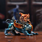 RED DRAGON Pure Copper Yanxi Brown Handmade Carving Statue Ornaments Decoration for Living Room Home Office Original Chinese Art - Grand Goldman