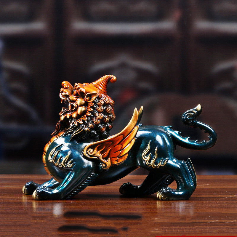 RED DRAGON Pure Copper Yanxi Brown Handmade Carving Statue Ornaments Decoration for Living Room Home Office Original Chinese Art - Grand Goldman