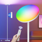 RGB Torchiere Floor Lamps for Living Room, 32W/3200LM Bright LED Standing Lamp with Remote, Modern Color Changing Tall Lamp with Stepless Dimming, 69" Corner Floor Lamp for Bedroom, Office - Grand Goldman