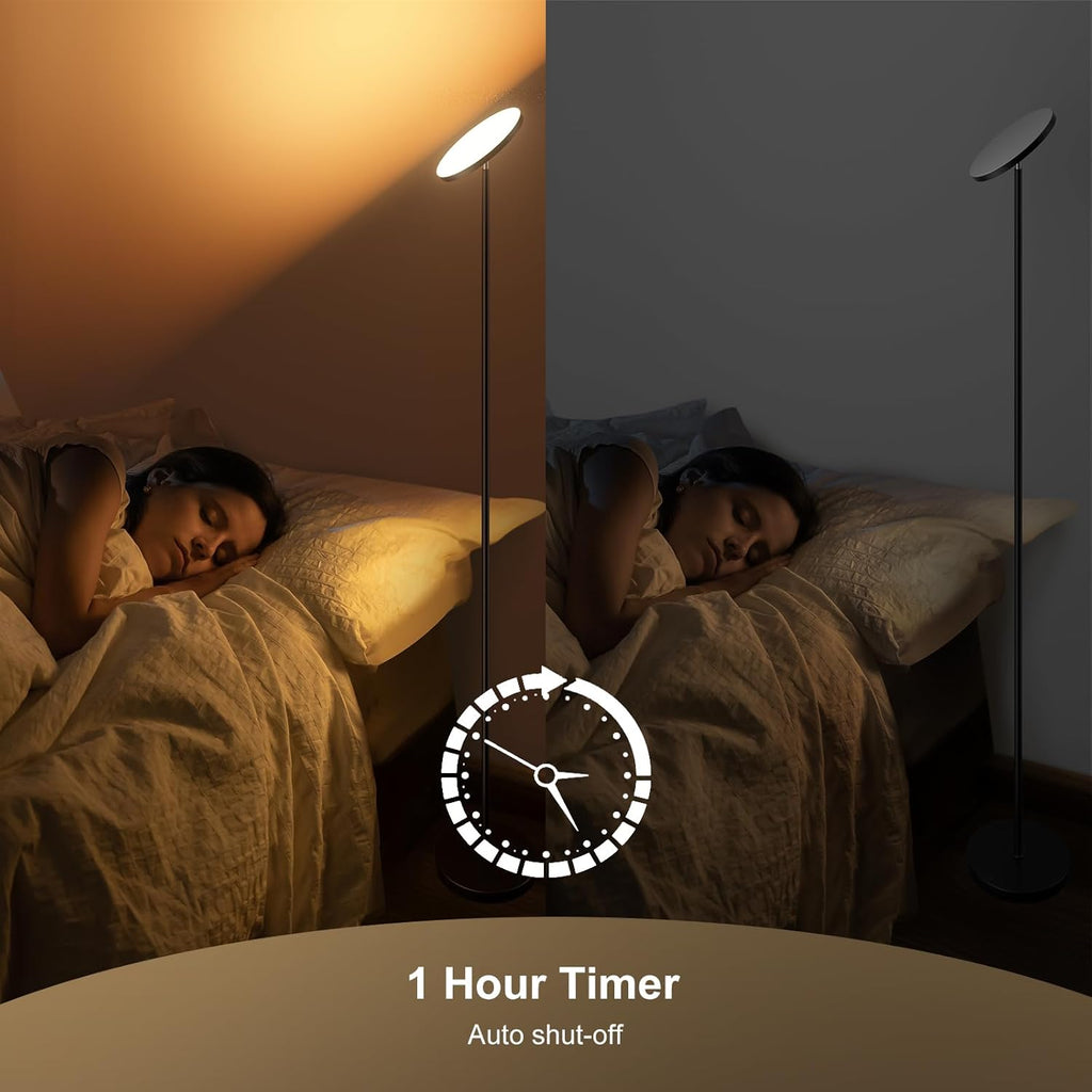 RGB Torchiere Floor Lamps for Living Room, 32W/3200LM Bright LED Standing Lamp with Remote, Modern Color Changing Tall Lamp with Stepless Dimming, 69" Corner Floor Lamp for Bedroom, Office - Grand Goldman