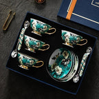 RICHMOND Exquisite European Style Bone China Coffee Cup Set - Luxurious Floral and Bird Motif Design with Gold Accents, Eco-Friendly, Elegant Gift Box, Perfect for Afternoon Tea or Coffee, Includes Decorated Spoon - Grand Goldman