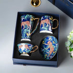 RICK MEIDAO Hand-Painted Pink Bone China Mug - Leopard Design, Gold Handles, 200ml Capacity, Ideal Gift for Tea and Coffee - Grand Goldman