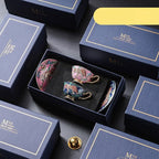 RICK MEIDAO Hand-Painted Pink Bone China Mug - Leopard Design, Gold Handles, 200ml Capacity, Ideal Gift for Tea and Coffee - Grand Goldman