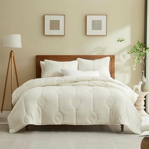 ROARINGWILD White Queen Size Quilt Bedding Sets with Pillow Shams, Full Lightweight Soft Bedspread Coverlet, Quilted Blanket Thin Comforter Bed Cover for All Season, 3 Pieces, 90x90 inches - Grand Goldman