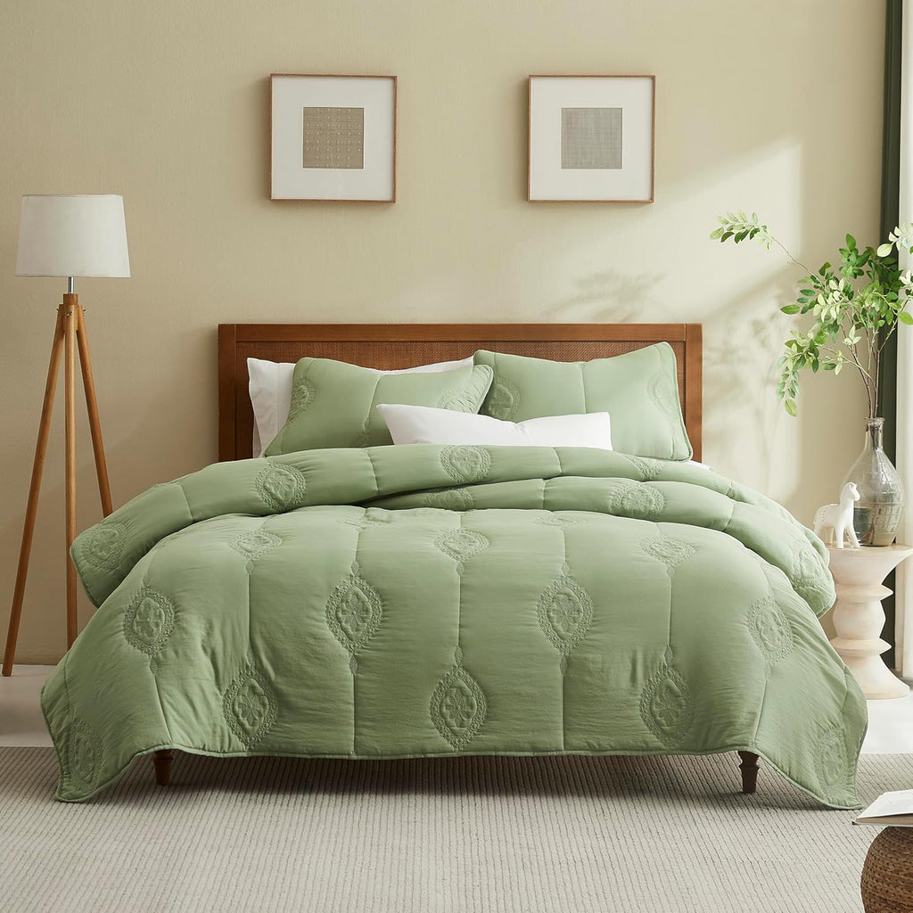 ROARINGWILD White Queen Size Quilt Bedding Sets with Pillow Shams, Full Lightweight Soft Bedspread Coverlet, Quilted Blanket Thin Comforter Bed Cover for All Season, 3 Pieces, 90x90 inches - Grand Goldman