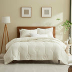 ROARINGWILD White Queen Size Quilt Bedding Sets with Pillow Shams, Full Lightweight Soft Bedspread Coverlet, Quilted Blanket Thin Comforter Bed Cover for All Season, 3 Pieces, 90x90 inches - Grand Goldman