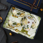 ROSENFELD Elegant European Scented Tea Cup Set Bone China Vintage Floral Pattern White and Gold 220ml Gift-Boxed, Perfect for Afternoon Tea Office Home Cafe House Mild Luxury Retro Style First-Class Quality - Grand Goldman