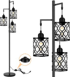 ROTTOGOON Dimmable Farmhouse Floor Lamp, Industrial Floor Lamp for Living Room with 3 X 6W LED Bulbs, 3 Light Rustic Standing Tall Lamp for Bedroom, Office, 68" - Grand Goldman