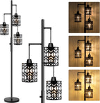 ROTTOGOON Dimmable Farmhouse Floor Lamp, Industrial Floor Lamp for Living Room with 3 X 6W LED Bulbs, 3 Light Rustic Standing Tall Lamp for Bedroom, Office, 68" - Grand Goldman