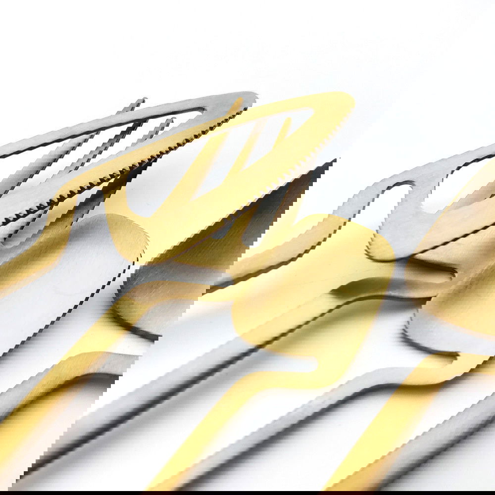 Rainbow Dinnerware Set Spoon Fork Knife Table Decor Cutlery Sets Kitchen Matte Gold tableware Set Desserts Soup Coffee Use - Grand Goldman