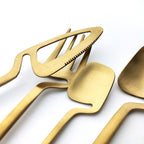 Rainbow Dinnerware Set Spoon Fork Knife Table Decor Cutlery Sets Kitchen Matte Gold tableware Set Desserts Soup Coffee Use - Grand Goldman
