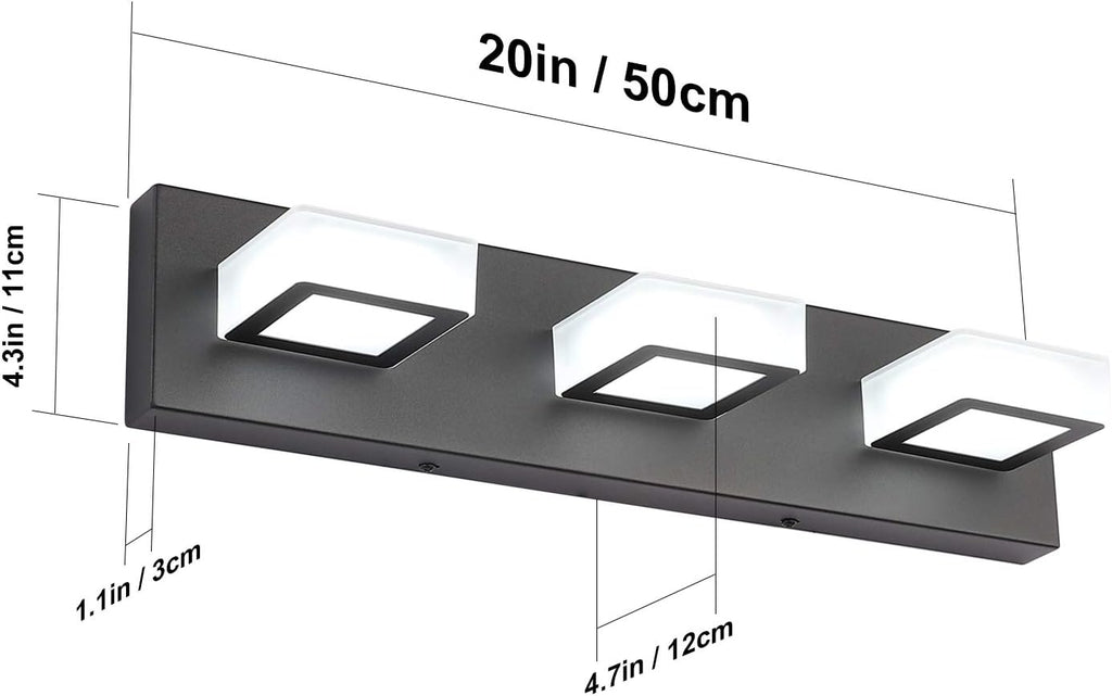 Ralbay LED Modern Black Bathroom Vanity Lights 3 Lights Acrylic Modern Black Bathroom Wall Lighting Fixtures - Grand Goldman