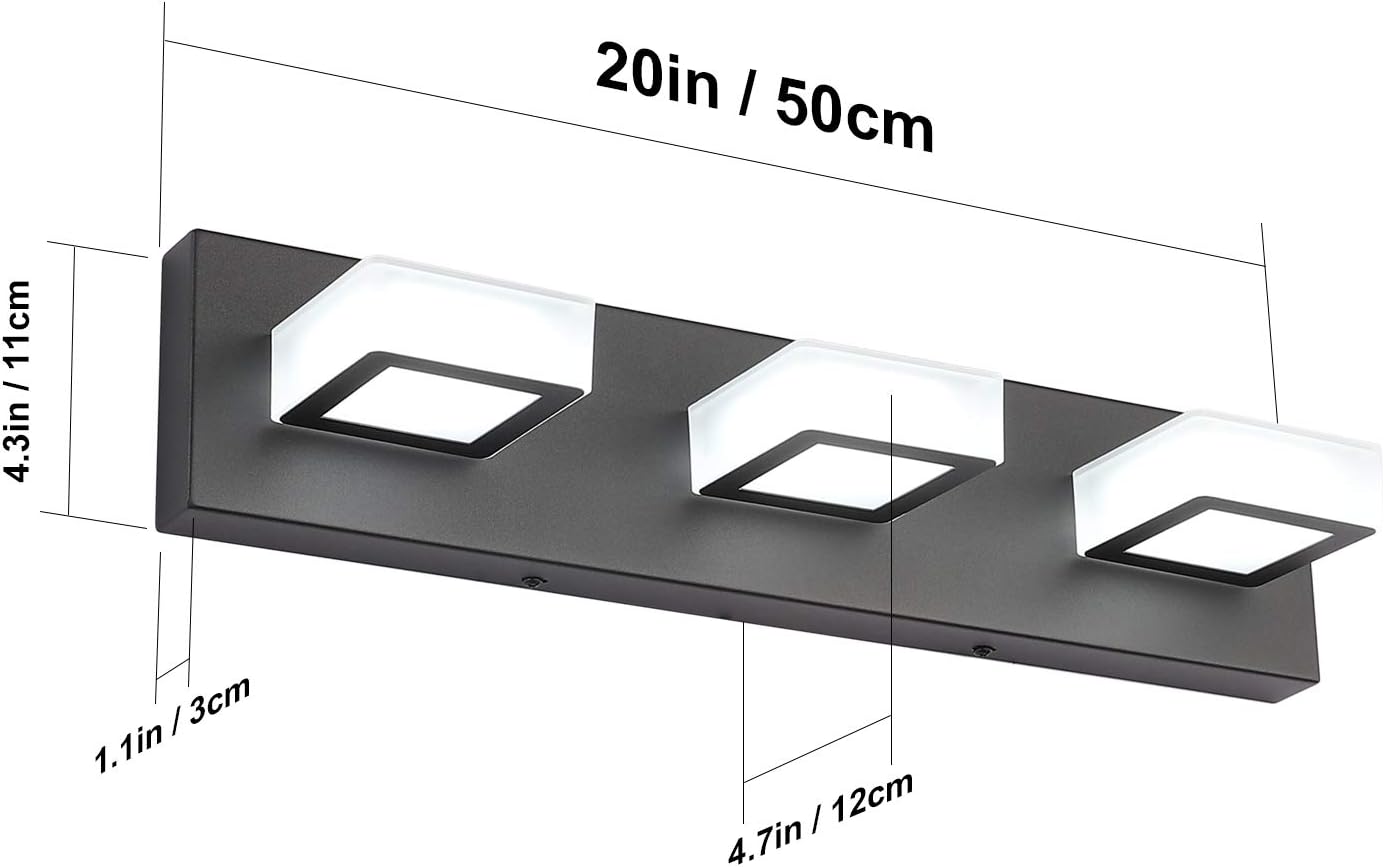 Ralbay LED Modern Black Bathroom Vanity Lights 3 Lights Acrylic Modern Black Bathroom Wall Lighting Fixtures - Grand Goldman