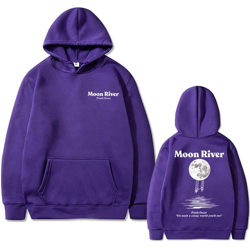 Rapper Frank Moon River Graphic Hoodie Men Women Ocean Hip Hop Hoodies Blond Oversized Pullover Men's Fashion Vintage Streetwear - Grand Goldman