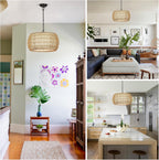 Rattan Farmhouse Chandelier Light Fixtures, 5-Lights Boho Large Pendant Light,Hand Woven Chandeliers for Dining Room with Fabric Shade,Rustic Chandeliers Hanging Light Fixtures for Kitchen Island - Grand Goldman