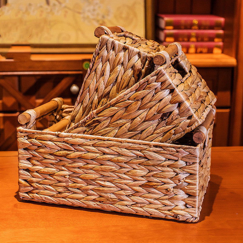 Rattan Storage Basket Organizer Storage Box Straw - Grand Goldman