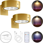 Rechargeable Battery Picture Light, Led Painting Light with Remote Control Dimmable and Timer, 3 Lighting Modes Magnetic Art Display Light for Paintings, Wireless Wall Decor Puck Light, Pack of 2 - Grand Goldman