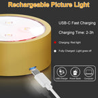 Rechargeable Battery Picture Light, Led Painting Light with Remote Control Dimmable and Timer, 3 Lighting Modes Magnetic Art Display Light for Paintings, Wireless Wall Decor Puck Light, Pack of 2 - Grand Goldman