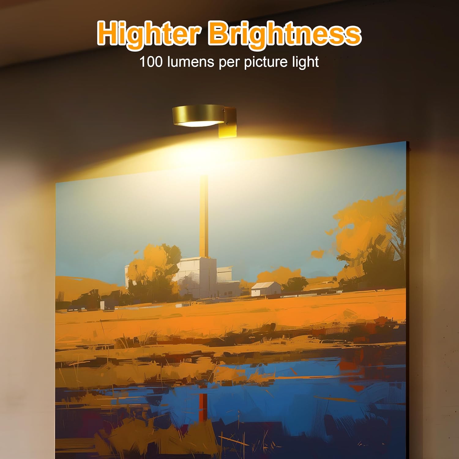 Rechargeable Battery Picture Light, Led Painting Light with Remote Control Dimmable and Timer, 3 Lighting Modes Magnetic Art Display Light for Paintings, Wireless Wall Decor Puck Light, Pack of 2 - Grand Goldman