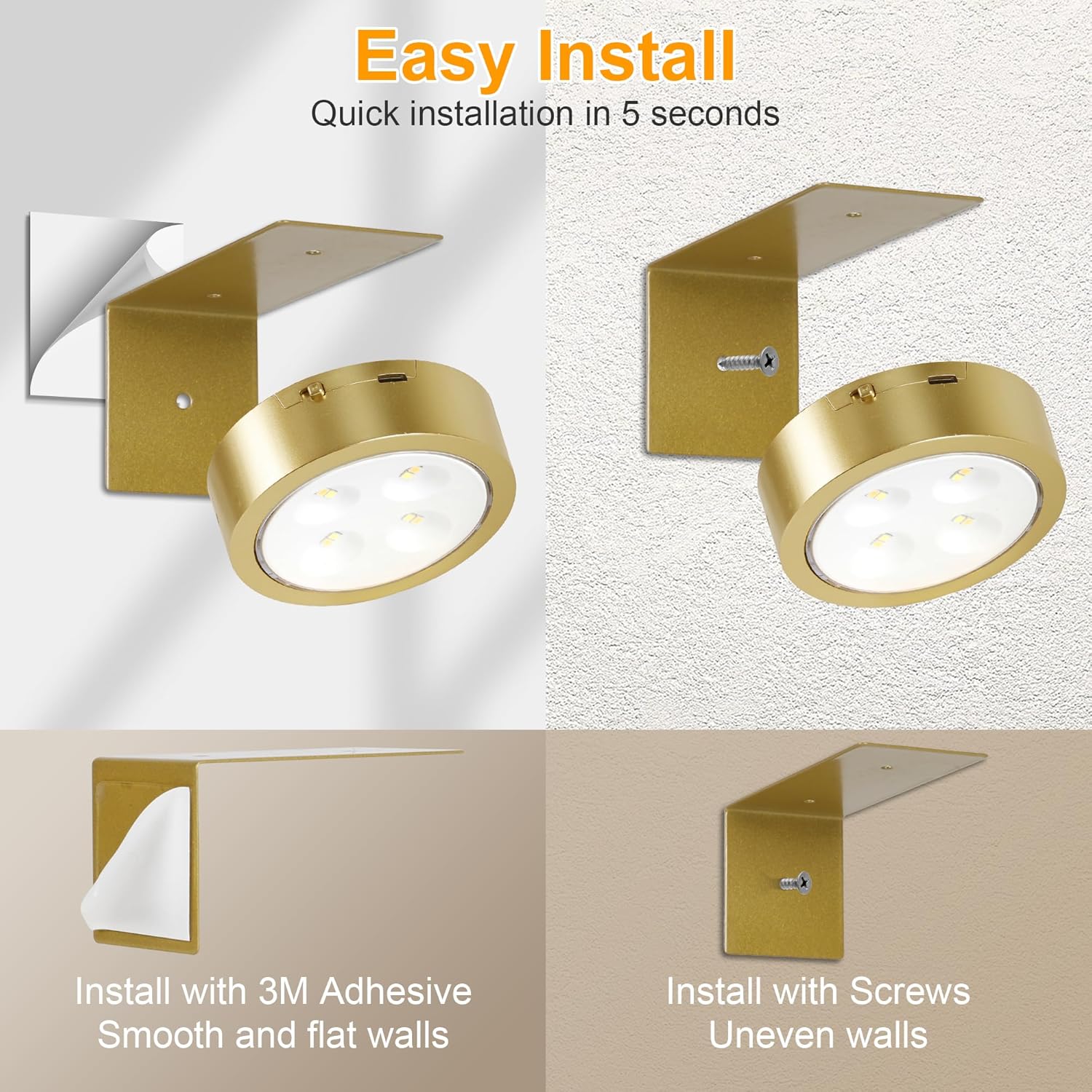 Rechargeable Battery Picture Light, Led Painting Light with Remote Control Dimmable and Timer, 3 Lighting Modes Magnetic Art Display Light for Paintings, Wireless Wall Decor Puck Light, Pack of 2 - Grand Goldman