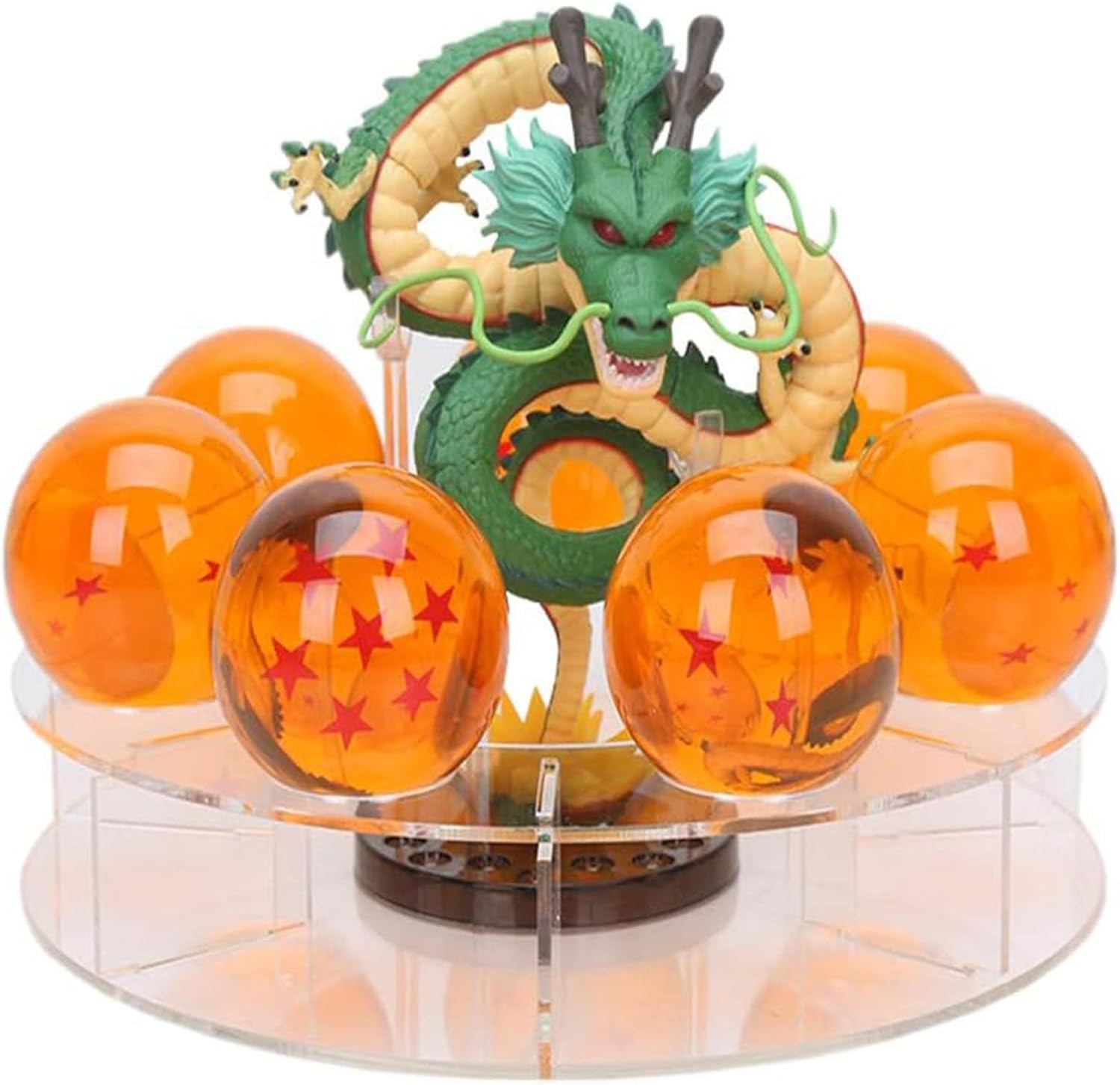 Resin Shenron Figure Dragon Shenlong Statue Set + 3.6cm Crystal Balls + Shelf with Gift Box for Business Halloween Christmas Holiday and Birthday Home Decoration - Grand Goldman