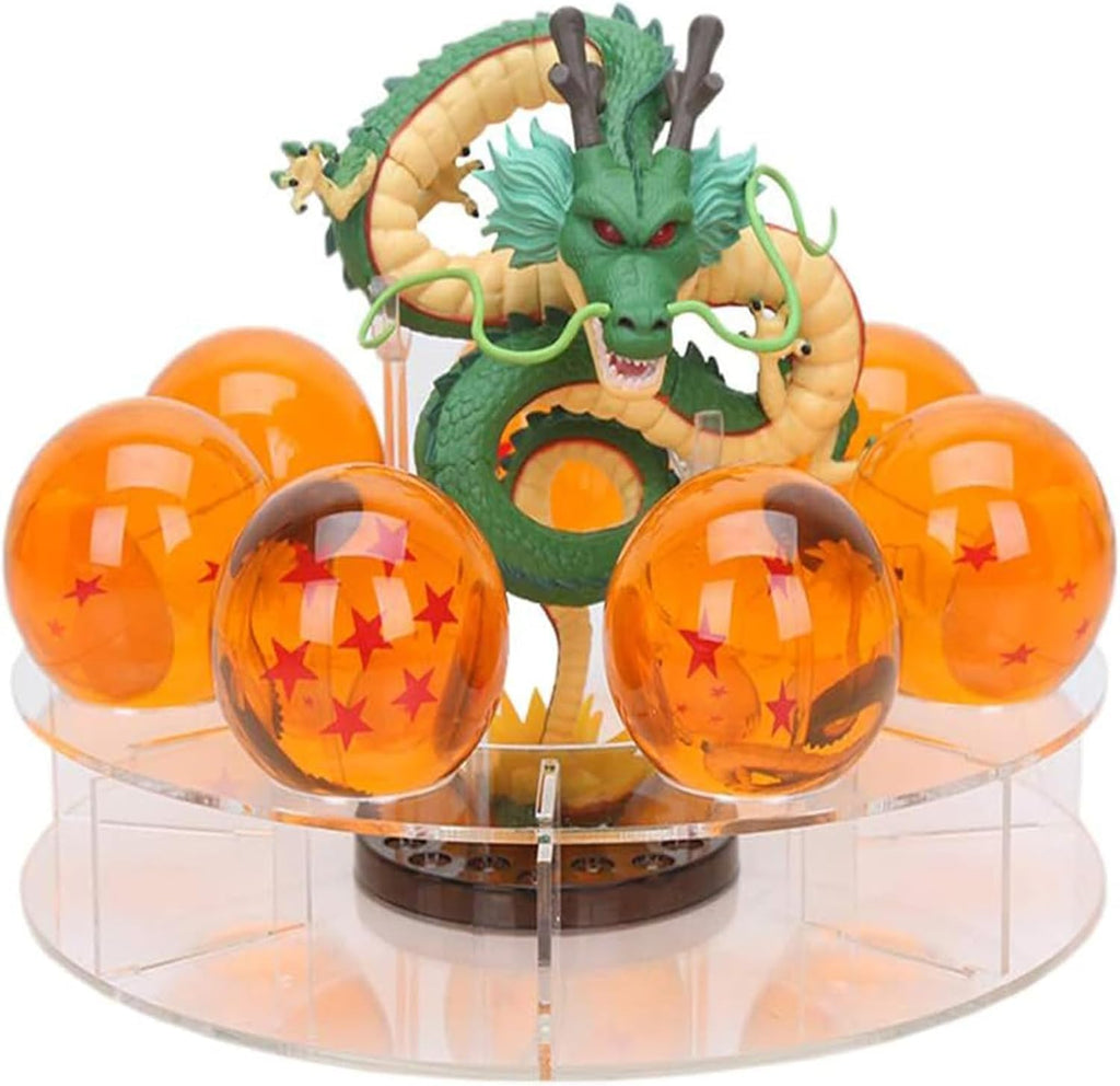Resin Shenron Figure Dragon Shenlong Statue Set + 3.6cm Crystal Balls + Shelf with Gift Box for Business Halloween Christmas Holiday and Birthday Home Decoration - Grand Goldman