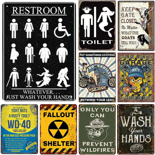 Restroom Vintage Metal Tin Signs Washing Room Wall Decor for Home Restaurant Bars Cafe Clubs Pubs Man Cave Retro Posters Plaque - Grand Goldman