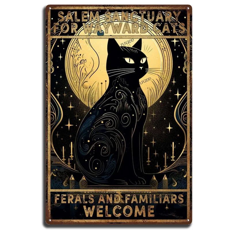 Retro Cat Coffee Metal Tin Sign Vintage Kitchen Signs Wall Decor Because Murder Is Wrong Funny Signs Bar Decorations Art Poster - Grand Goldman