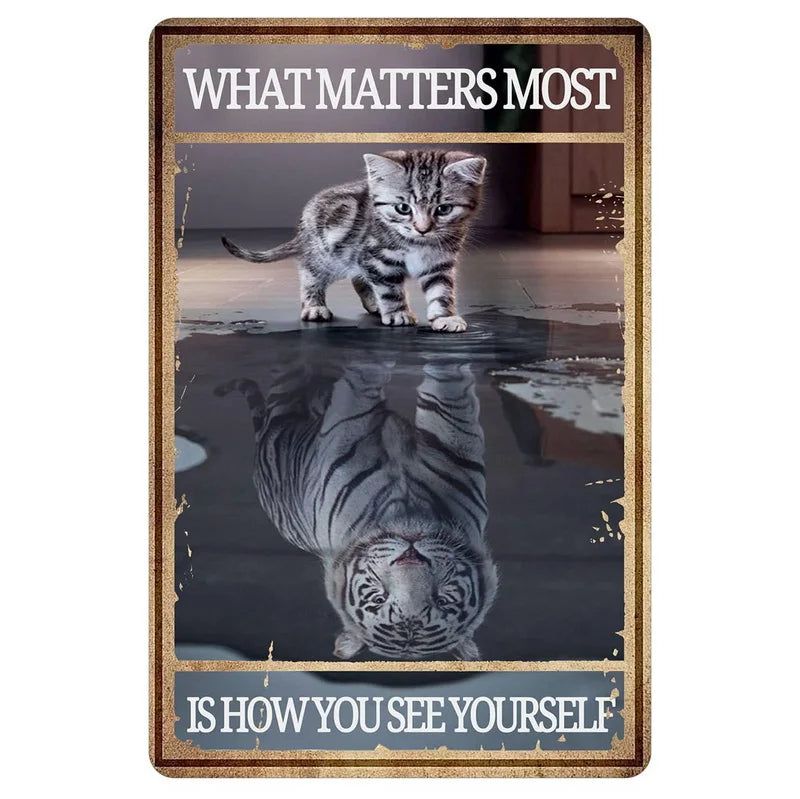 Retro Cat Coffee Metal Tin Sign Vintage Kitchen Signs Wall Decor Because Murder Is Wrong Funny Signs Bar Decorations Art Poster - Grand Goldman