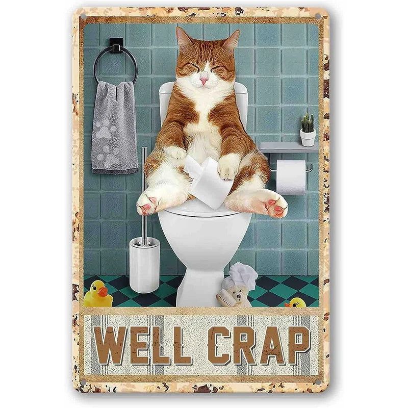 Retro Cat Coffee Metal Tin Sign Vintage Kitchen Signs Wall Decor Because Murder Is Wrong Funny Signs Bar Decorations Art Poster - Grand Goldman