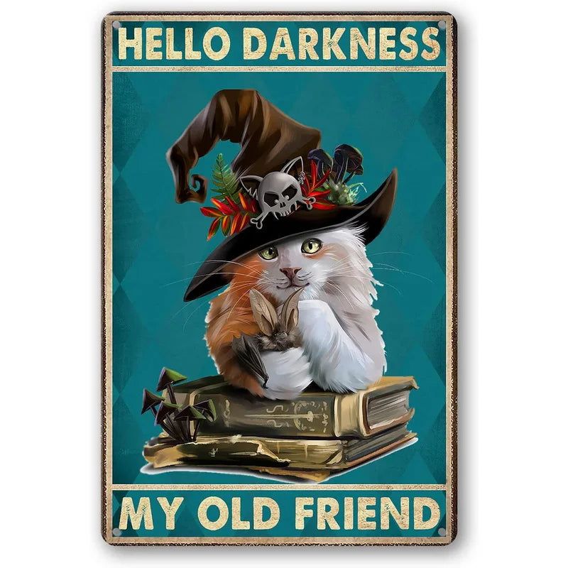 Retro Cat Coffee Metal Tin Sign Vintage Kitchen Signs Wall Decor Because Murder Is Wrong Funny Signs Bar Decorations Art Poster - Grand Goldman