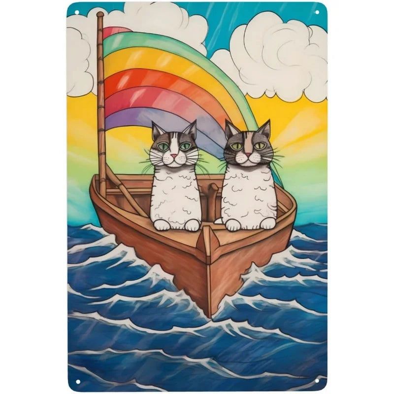 Retro Cat Coffee Metal Tin Sign Vintage Kitchen Signs Wall Decor Because Murder Is Wrong Funny Signs Bar Decorations Art Poster - Grand Goldman