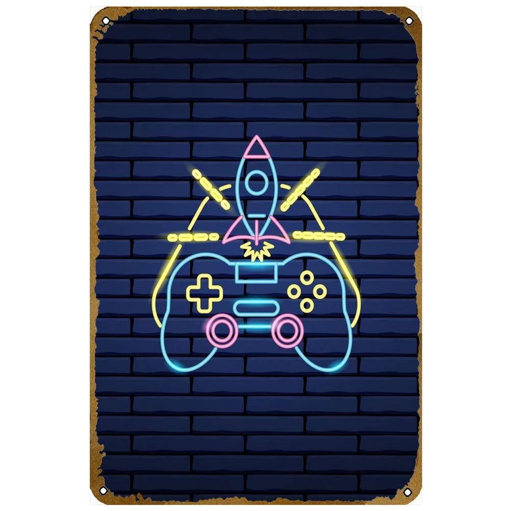 Retro Controller Collectors Video Game Metal Tin Signs Vintage Posters for Game Room Bar Man Cave Cafe Home Wall Decor Gift - Grand Goldman