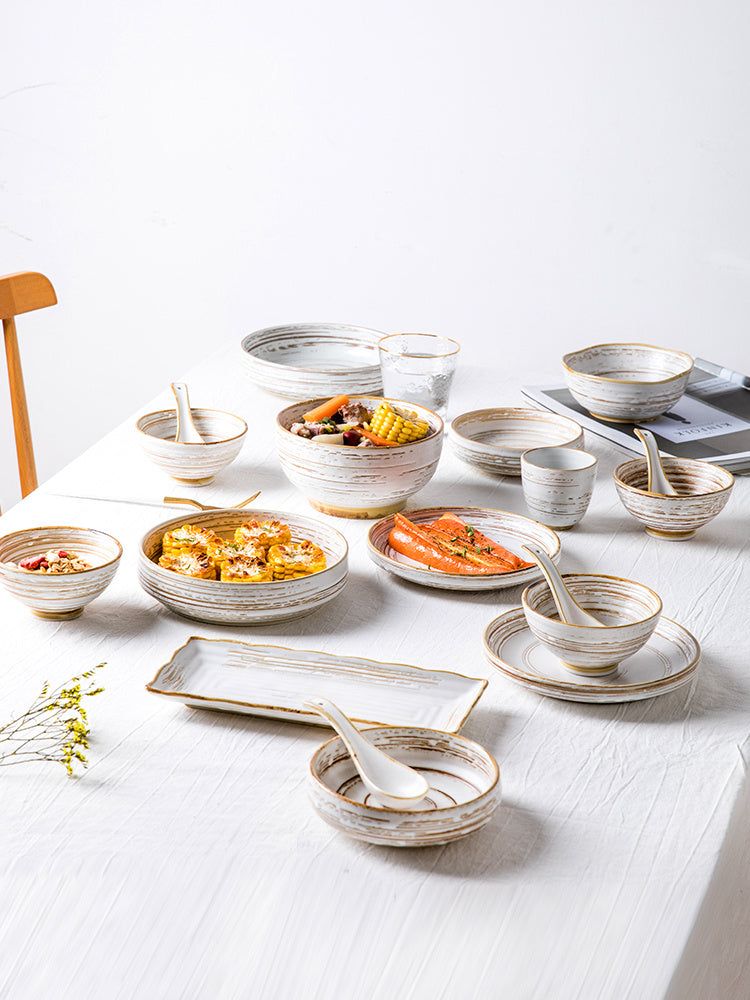 Retro Creative Japanese Tableware Household  Ceramic Dish Bowl - Grand Goldman