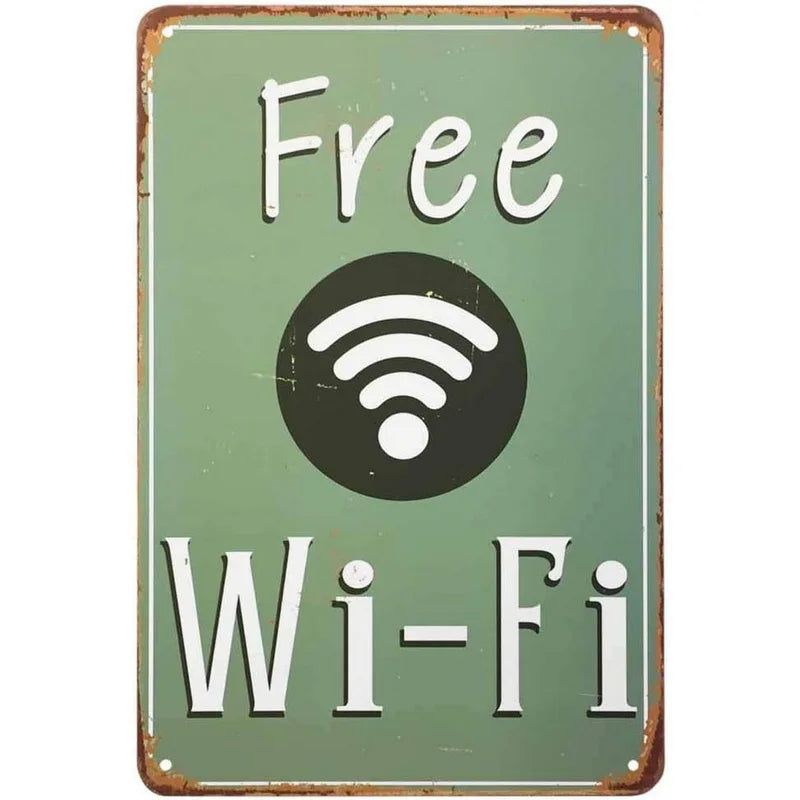 Retro Free Wifi No Smoking Washing Room Metal Tin Signs Vintage Posters for Game Room Bar Man Cave Cafe Home Wall Decor Gift - Grand Goldman